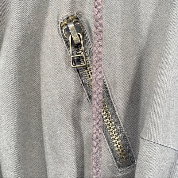 Kenna-T Olive Green Utility Jacket Cinched Waist Bronze Metal Detail Size Medium - Picture 7 of 11